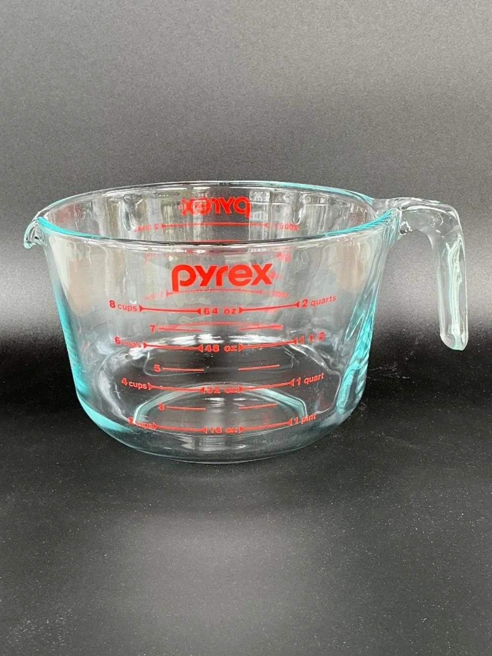 Pyrex 8 Cup 2 Qt Glass Measuring Cup Red Lettering USA No Chips Cracks - Picture 3 of 14
